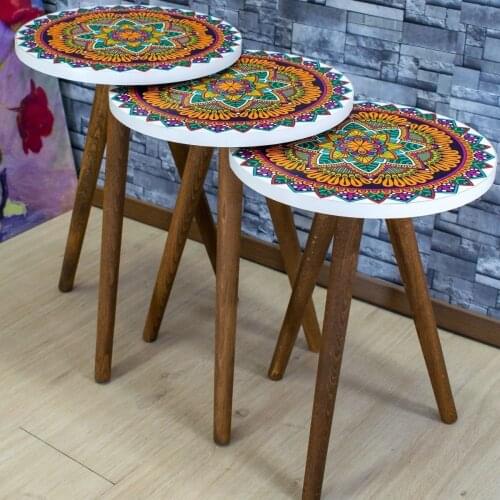 3 Çay masası küçük masa ofis sehpa ahşap yuvarlak dergi raf küçük kanepe yan sehpa hareketli oturma odası mobilya serin