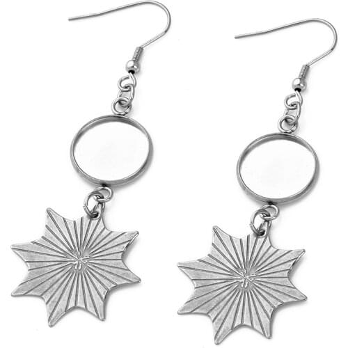 6pcs Stainless Steel Dangle Earring Base Blanks Fit 10 12 14 16 18 20 25mm Glass Cabochon Settings DIY Jewelry Making