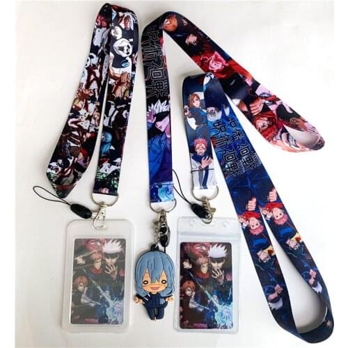 Anime Cartoon Miwa Kasumi Jujutsu Kaisen Key Lanyard ID Badge Holder Phone Neck Strap with Key Chain Keychain Charms Accessories