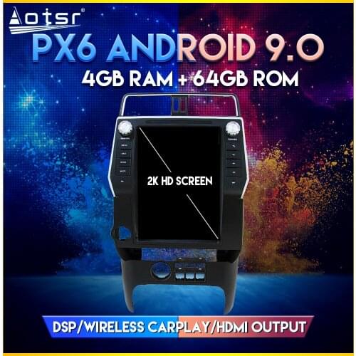 Car 4G GPS Radio For Toyota Prado 2018-2020 Android 9.0 Tesla style Vertical screen Car GPS Navigation Player CARPLAY