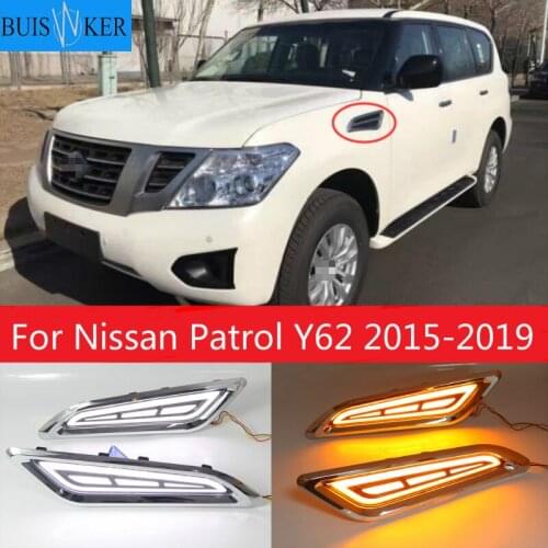 For Nissan Patrol Y62 Armada Accessories 2015 2016 2017 2018 2019 LED DRL Flowing Turning Light Signal Lamp Side Vents Sticker