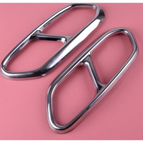 DWCX 2PCS Silver Accessories Stainless Steel Tail Muffler End Tip Throat Exhaust Pipe Cover Trim Fit For Volvo XC60 2018 2019