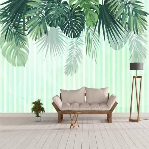 Green leaf watercolor style background wall professional production mural wholesale wallpaper mural poster photo wall