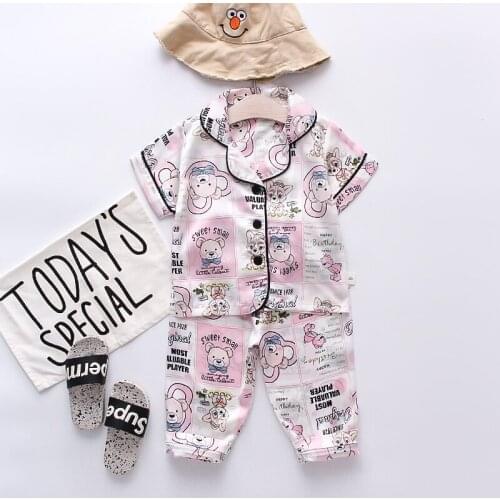 IENENS Baby Pajamas Clothes Short Sleeve Sleepwear Girl Summer Clothing Set 2PC Child Nightdress 1 2 3 4 Years Kids Nightclothes
