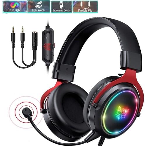 Gaming Headset PS4 Headphone Noise Canceling Gammer Headphones with Mic RGB Light Surround Sound 7.1 Headset for Xbox Computer