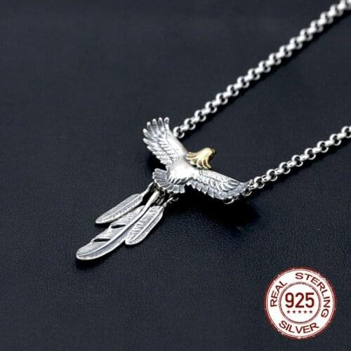 100% Pure 925 sterling silver Eagle Feather Pendant Fit with Necklace or Bracelet men women Fine jewelry Birthday Gifts