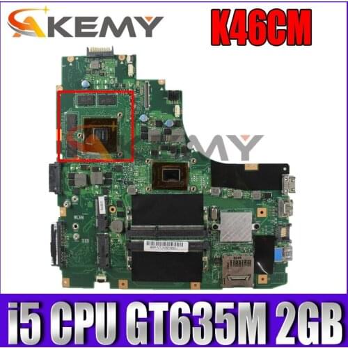 K46CM Mainboard With i5 CPU GT635M 2GB N13P-GLR-A1 For ASUS A46C K46C K46CB K46CM laptop motherboard HM76 DDR3 free shipping