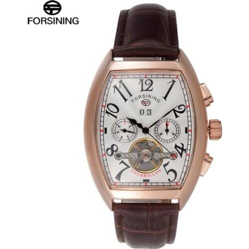 FORSINING Classic Men Watch Luxury Top Brand Leather Auto Mechanical Watch Tourbillion Design Relogio Masculino