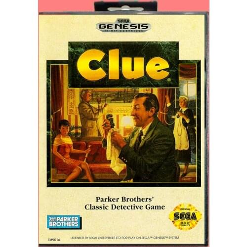 Clue 16 Bit MD Game Card Include Retail Box For Sega Genesis & Mega Drive