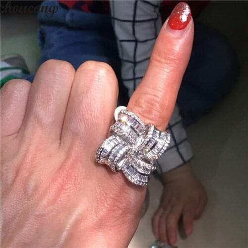 Choucong Statement Big Flower Promise Ring 5A Zircon 925 Sterling Silver Engagement Wedding Band Rings for women Party Jewelry