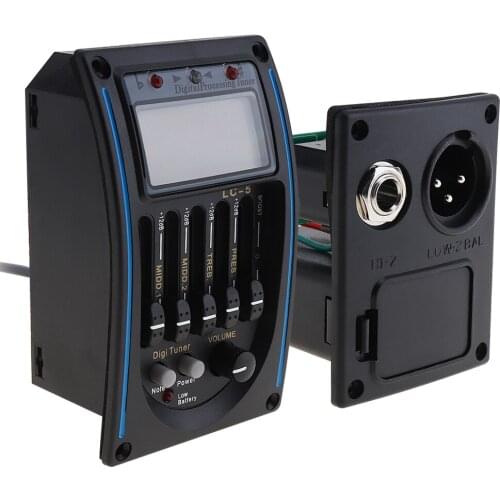 LC-5 5 Bands Acoustic Guitar Pickup EQ Preamp LCD Tuner Piezo Pickup Equalizer System Blue