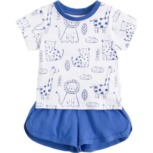 Summer Print Girl Cotton Clothes Set O-neck Collar Tops+ Casual Pants 2pcs Set Cute Newborn Toddlers Ins Infant Outfits 0-24M