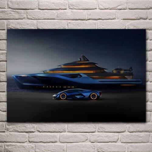 Luxry supercar and yacht machine suit artwork living room decor home wall art decor wood frame fabric posters ME201