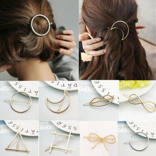 Fashion Hair Clip for Women Elegant Design Triangular Moon Lip Round Barrette Stick Hairpin Hair Pins Head Accessories Gift