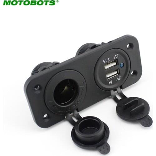 MOTOBOTS 1Pc Dual USB Motorcycle Car Center Stack Cigarette Lighter Socket Splitter Charger Power Adapter Outlet #AM2649
