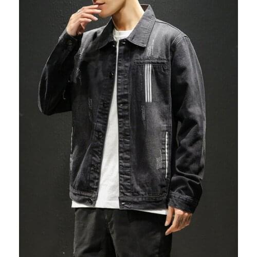 Spring new mens denim jacket thin section printing large size couple models S-5XL youth models Slim