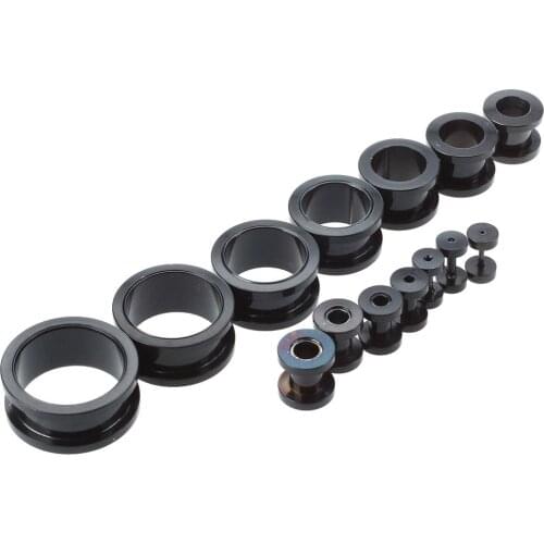 Set 14 ear taper stretcher Expander Plug black in stainless steel 316L