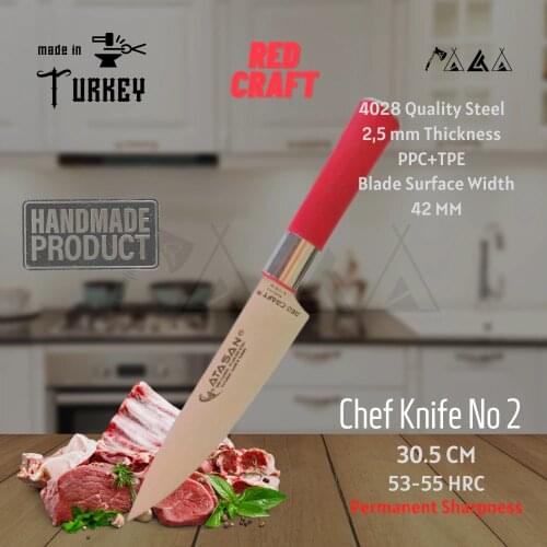 ATASAN Red Craft Chef Knives 02 Handmade High Quality Professional Stainless Steel Steak Meat Butcher Kitchen Knife Turkish 2021