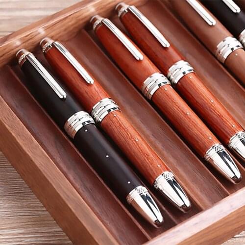 Moonman M1000 Wood Fountain Pen BOCK Nib Fine Size with Converter Rivet Pearl Top Writing Pen Silver Clip Beautiful Gift Pen