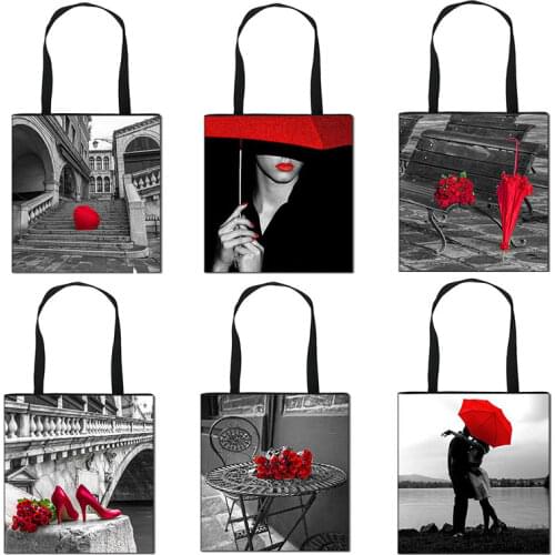 Red High Heels Tote Bags Women Handbags Ladies Large Capacity Shopping Bags Black Series Girls Shoulder Bag for Travel