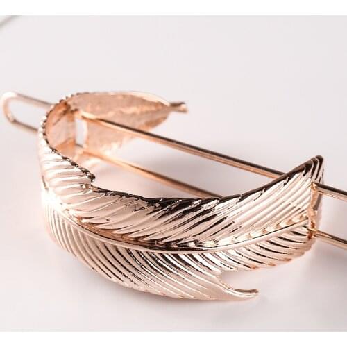 New Metal Feather Hairpin Hair Accessories Ponytail Hair Stick Fixed Headdress Elegant Temperament Hair Clip Jewelry