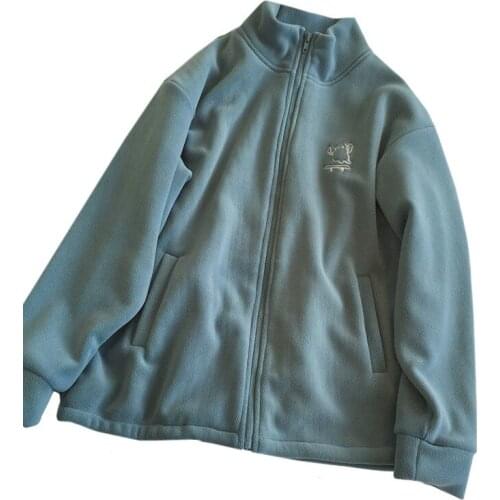 Warm Stove Thicken Autumn Winter Clothes Orly Velvet Embroidery High Collar Zipper Sweatshirt Women Hoodies Fleece Coat Lady