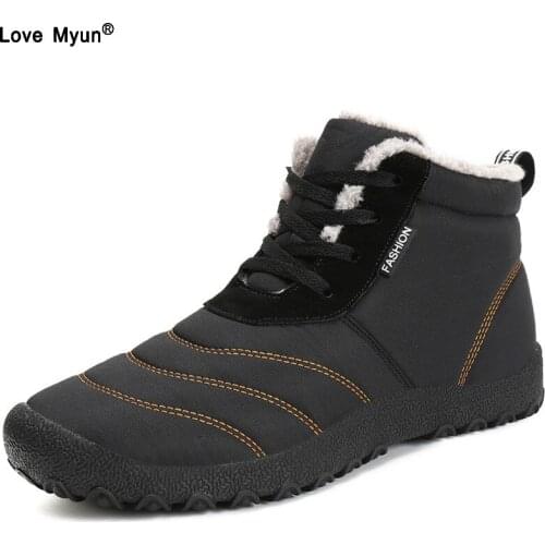 Warm Winter Ankle Snow Boots Plush Cotton Men Boots Fur High Top Men Shoes Fashion Male Botas Plus Size 45 46 856