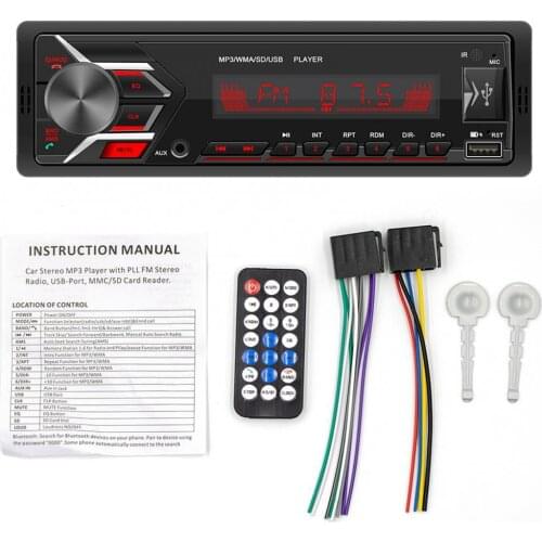 50% Hot Sales 12V Universal 7 Colors Light FM Radio Player Portable Dual Bluetooth Handsfree Stereo USB MP3 Music Player for Car