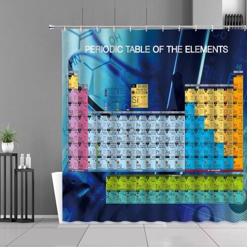 Chemical Element Form Shower Curtains Children Student Study Chemistry Home Bathroom Decor Cloth Waterproof Bath Curtain Hooks