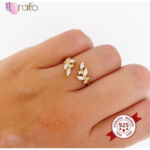 925 Sterling Silver open CZ Zircon Rings for Women Gold Silver color open Ring Party Anniversary Fine Jewelry Adjustable