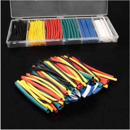 100Pcs 100mm Mixed Color Polyolefin 2:1 Heat Shrink Tubing Tube Sleeving Wrap Wire Cable Set 1.5/2.5/4/6/10/13mm