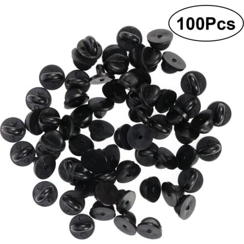 100pcs Clutch Rubber Pin Backs Keepers Replacement Uniform Badge Comfort Fit Tie Tack Lapel Pin Backing Holder Clasp (Black)