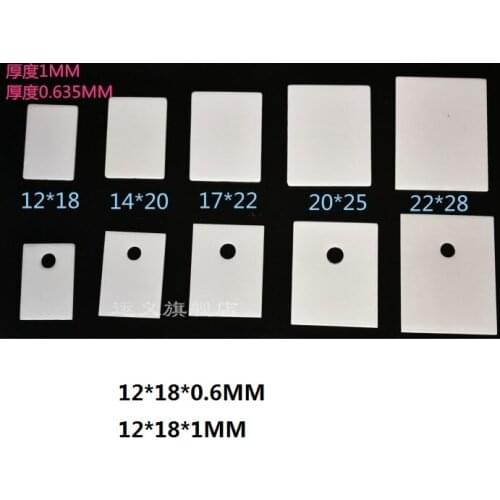 12x18 0.6mm 1mm 96% AL 2O3 Alumina ceramic sheet TO-247 TO-220 TO-3P Ceramic insulating plate aluminum oxide ceramic cooling fin