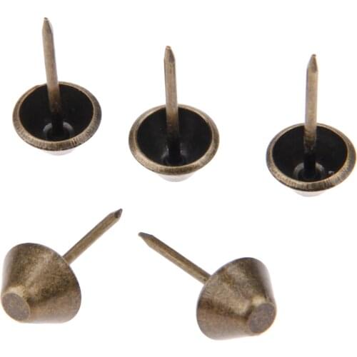 50pcs/lot Flat Upholstery Nails Sofa Studs Pins Tacks Antique Bronze Iron Vintage Jewelry Box Basket 11*17mm Furniture Hardware
