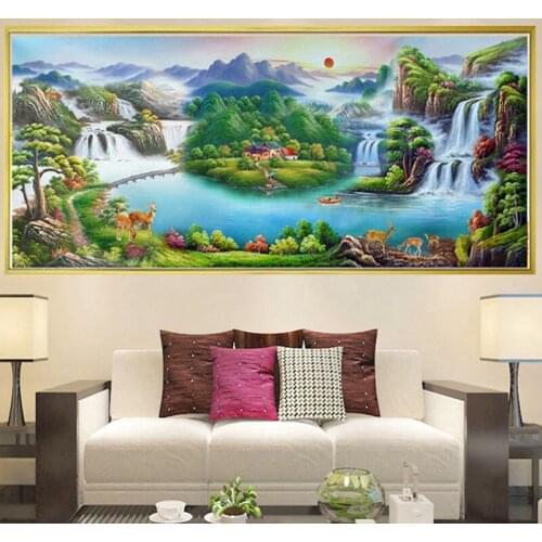5d Diy Diamond Painting Landscape Wall Art Handmade Cross Stitch Lake Picture Home Decal Plant Full Round Drill Embroidery Gifts