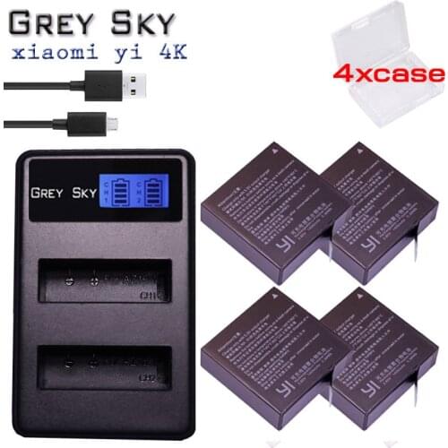 1400mAh for xiaomi yi Battery AZ16-1 + DUAL USB Charger for Xiaomi Yi 2 4K Battery for Original Xiao Mi Yi Lite Action Cameras