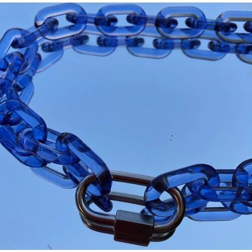 FishSheep Acrylic Chain Buckle Necklace For Men Women Punk Transparent Clear Chain Choker Collar Lock Pendant Necklace Jewelry