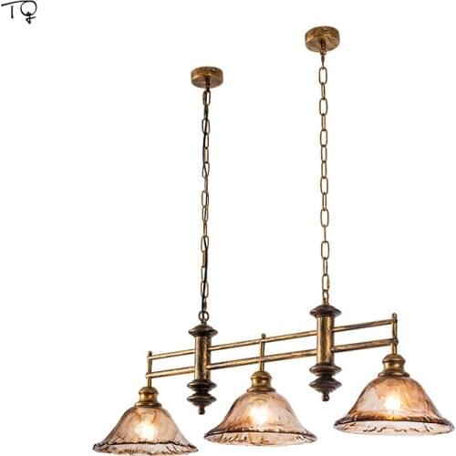 American Retro Vintage Iron Art Glass Chandelier Lighting Led E27 Home Decor Loft Bar Restaurant Coffee Shop Living Room 220V