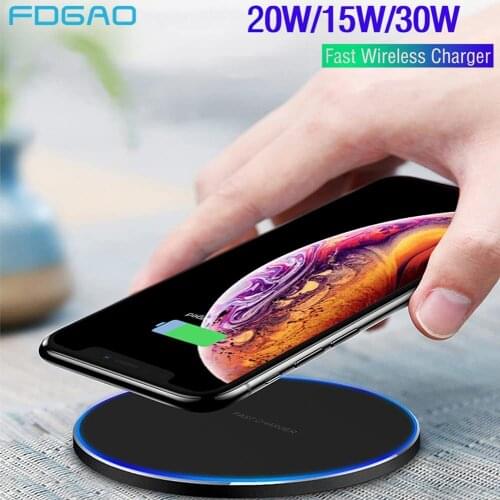 30W Qi Wireless Charger for Samsung S21 S20 S10 Note 10 20 9 iPhone 12 11 Pro Max XS XR X 8 Induction Chargers Fast Charging Pad