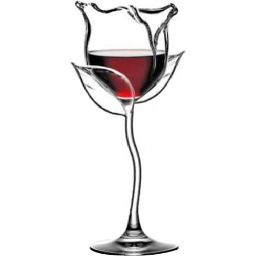 Fancy Red Wine Goblet Wine Cocktail Glasses 100ml Rose Flower Shape Wine Glass