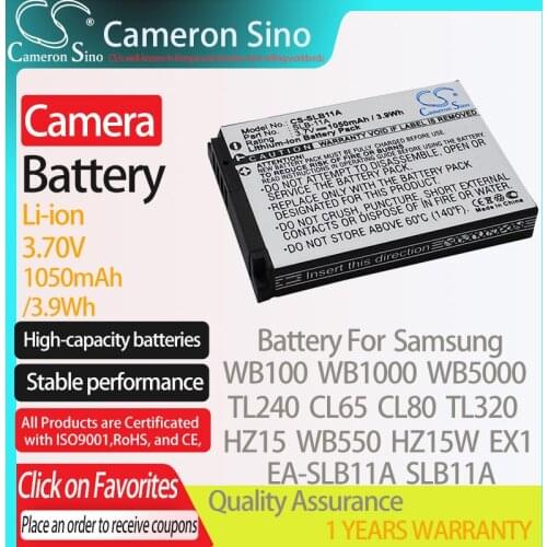 CameronSino Battery for Samsung WB100 WB1000 WB5000 TL240 CL65 CL80 TL320 HZ15 fits Samsung EA-SLB11A Digital camera Batteries