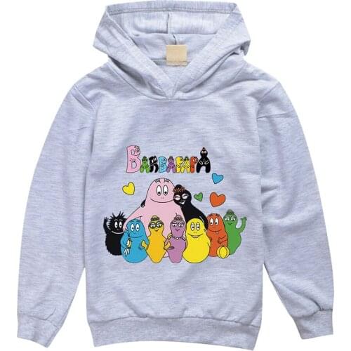 Spring Autumn Boys Girls Thin Long Sleeved Hoody T-Shirt 2-13Y Children Video Game Anime Barbapapa Clothes Kid Birthday Tshirts