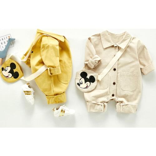 Cute Baby Cartoon Long-sleeved Overalls Clothes Childrens Jumpsuits Boys Autumn Jumpsuits Female Baby Clothes Newborn Jumpsuits