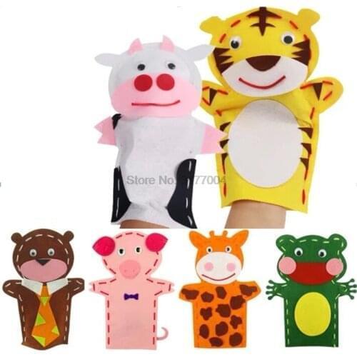DHL 500pcs DIY Handmade Cartoon Animals Nonwoven Fabric Glove Kids Finger Education Learning Craft Toys Fun Gadgets Kid Toys