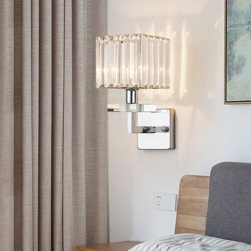 Salon Long Crystal Bar Wall Lamp for Living room Hotel wall fixtures Modern Tv crystal shade Wall Light Bedroom church wall Lamp