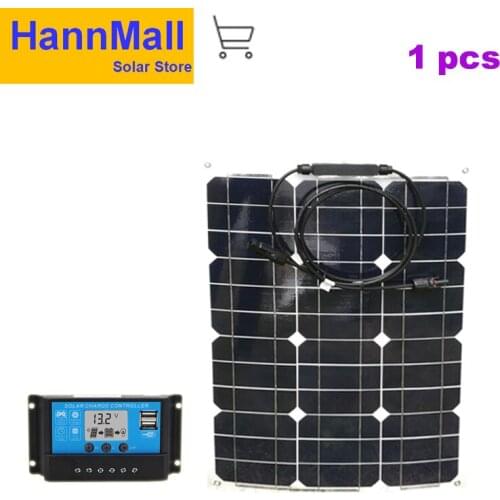 HannMall Flexible Solar Panel 12v 35w Monocrystalline Solar Charger controller Battery Rv Motorhome Camping Car Caravan