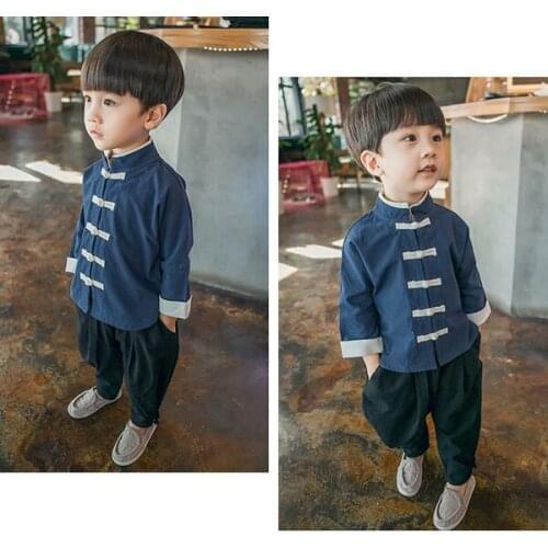 Childrens wear sets cotton Chinese style kung fu suit