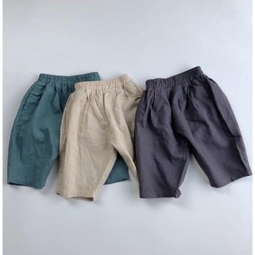 Korean Japan Style Baby Girls Boys Linen Cotton Trousers Summer Kids Casual Fashion Shorts Baby Boys Girls Radish Pants