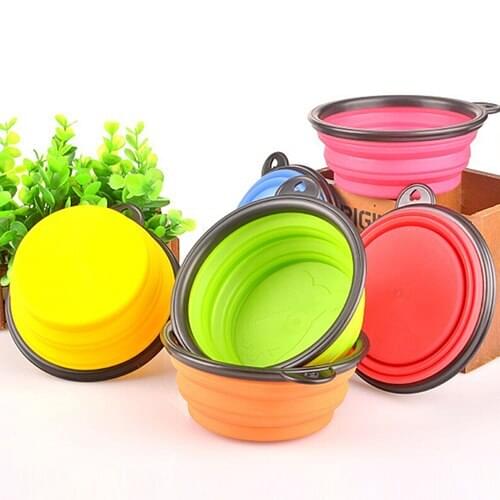 Hot! Silicone Travel Dog Bowl Collapsible Premium Quality Food Water Pet Travel Bowl