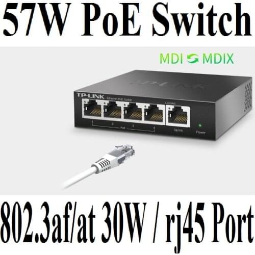 Max PoE 57W 5 ports 4 PoE Switch with 4 PoE ports power to IP camera,wireless AP,4-port PoE Switch 1* uplink RJ45 Gigabit Switch